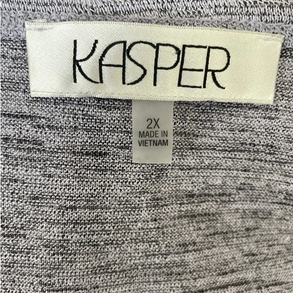 Kasper Womens Duster Cardigan 2X Lavender Heathered Knit Open Front Longline - Picture 6 of 10